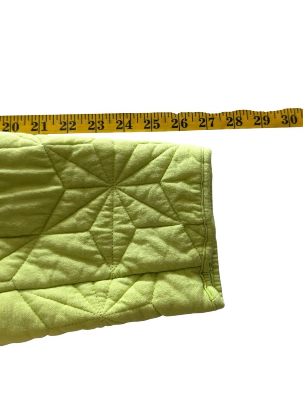 Lands End Womens XL Quilted Jacket Cotton Blend Snap Geometric Chartreuse Yellow - Picture 16 of 16